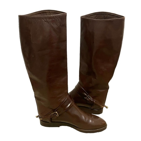 INGA Equestrian Tall Brown Leather Boots | Size 37 (US 6.5) - Picture 8 of 11